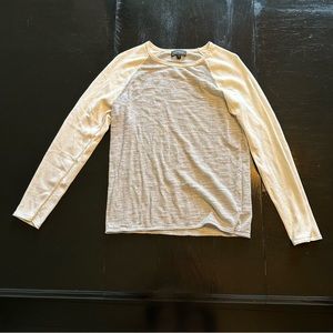 Express Small Gray and White Crewneck Long Sleeve Shirt Lightweight Sweater